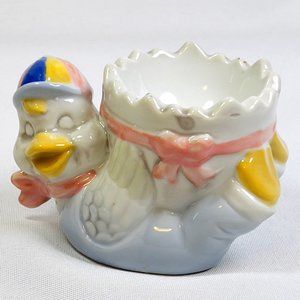Vintage Mid-Century Duck with Hat Egg Cup Glazed Planter -Adorable and Whimsical